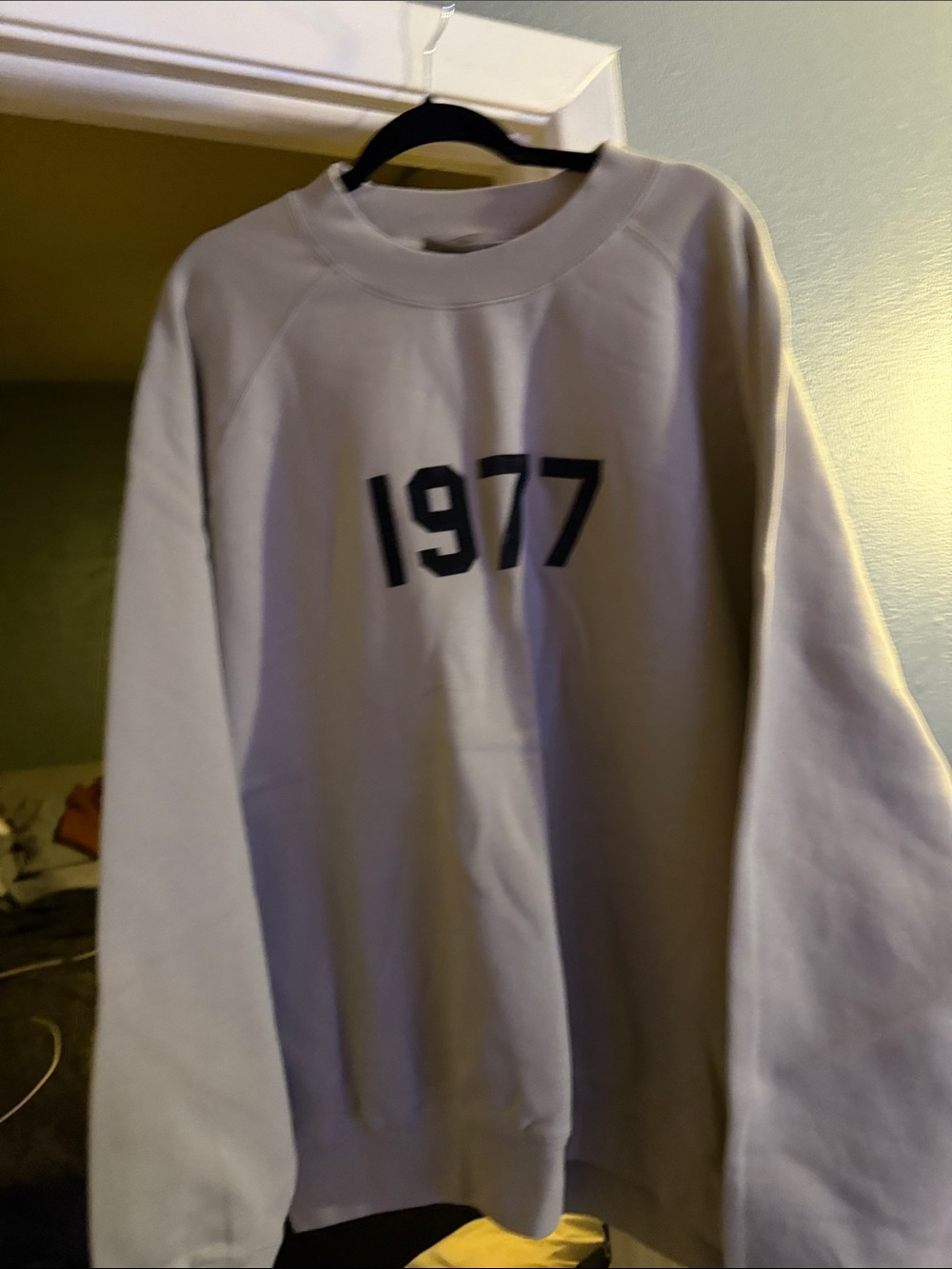 Essentials 1977 Crewneck Sweatshirt in Light Gray with Black Print
